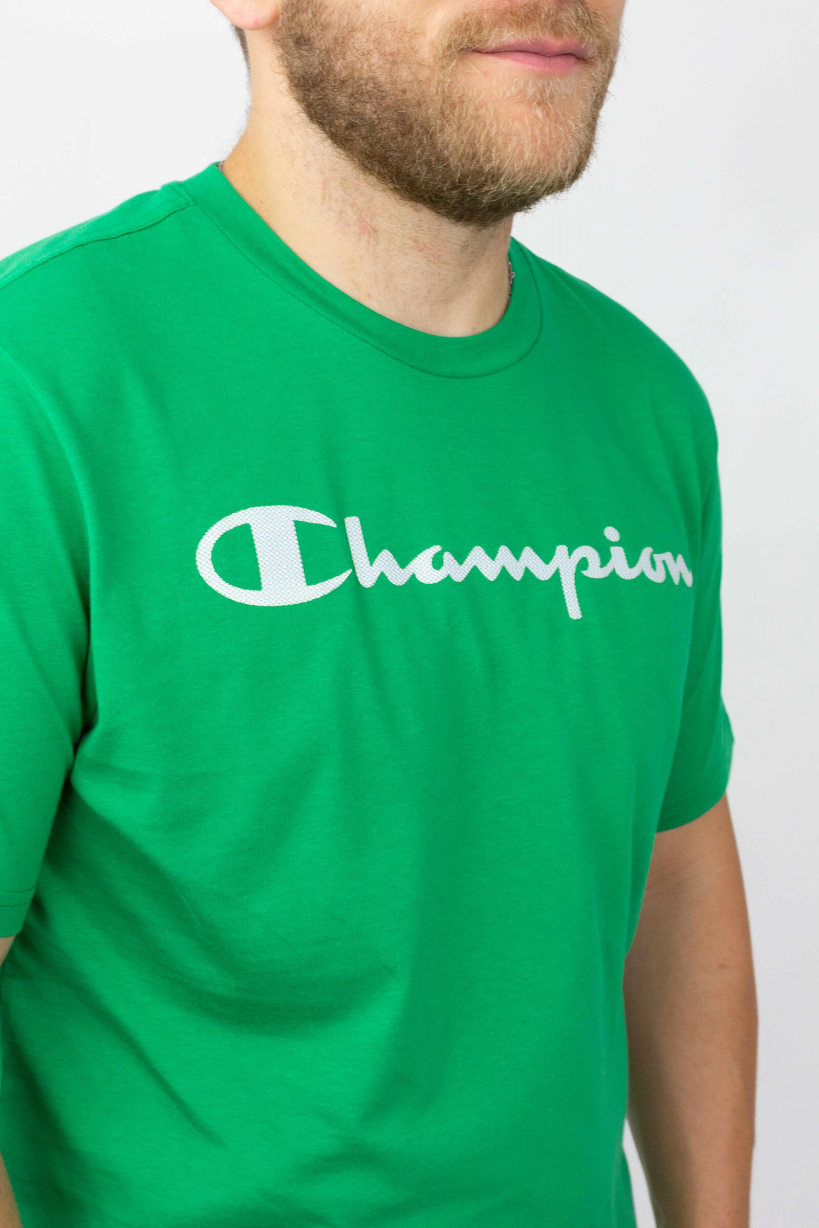 Champion Camiseta Champion Crew Neck Big Logo Verde 4/4
