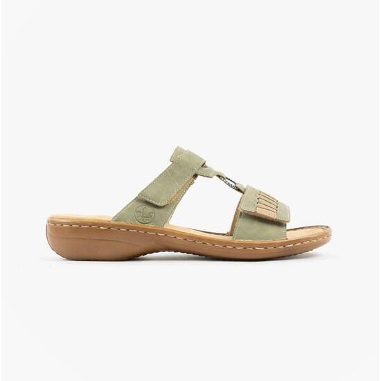 Rieker Damen Pantoletten Slipper 60881-52 Grün