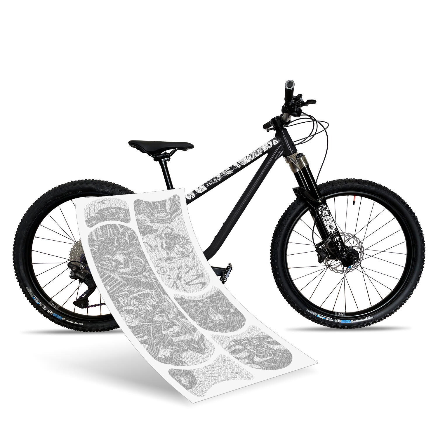 RIESEL DESIGN Aufkleber Schutzfolie Rahmenschutz für Kinderfahrräder 43-teilig 20'' - 26''