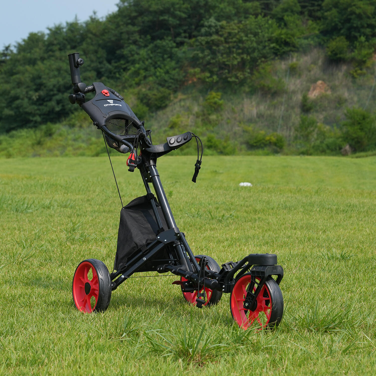 Chariot de Golf CITYSPORTS Noir et Rouge Pliable 3 Roues 7/7