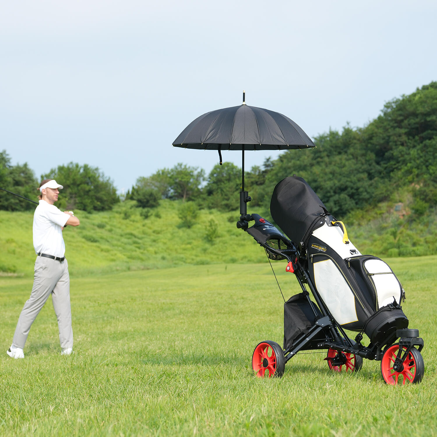 Chariot de Golf CITYSPORTS Noir et Rouge Pliable 3 Roues 3/7