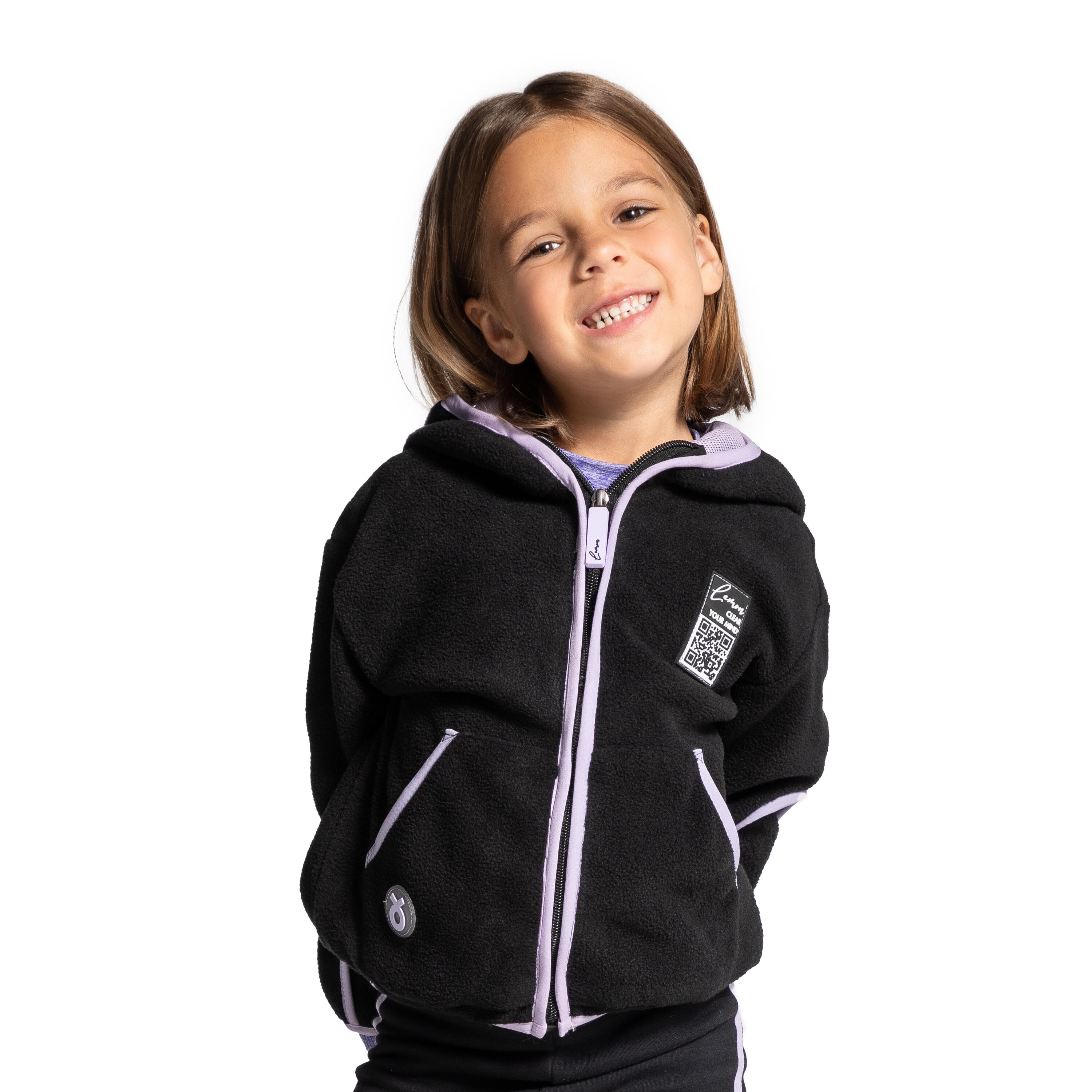Veste polaire de randonnée enfant chaude ZL4 noir LEMON EXPLORE