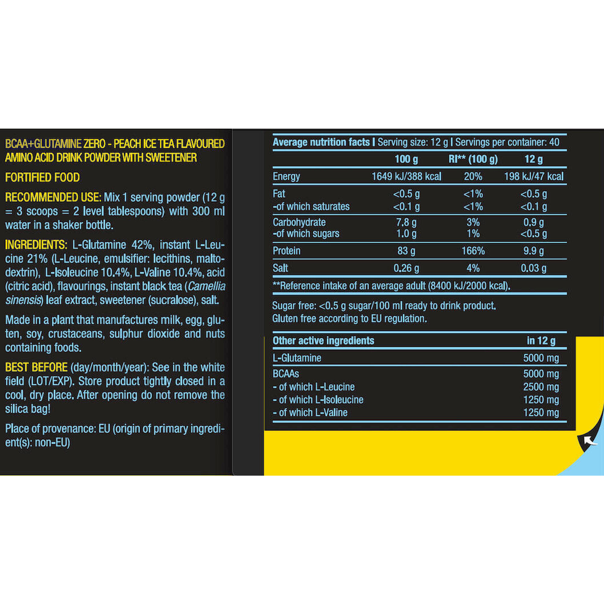 Biotechusa - Bcaa/glutamine - Bcaa+glutamine Zero - Thé Glacé À La Pêche 480g - Bcaa - 480 G - Decathlon