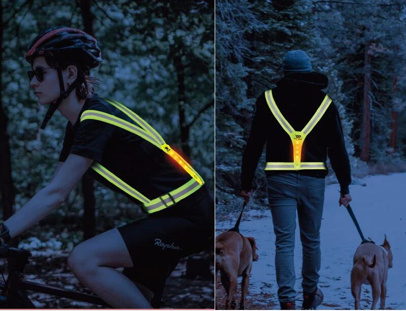 Gilet réfléchissant  fluorescent  avec 8 lumières LED 2/8