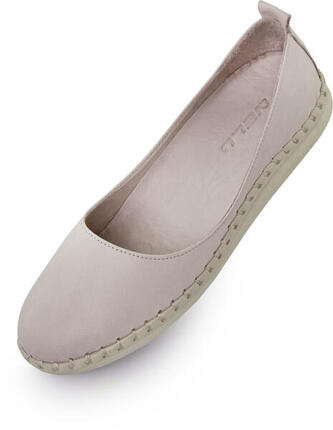 Nell Damen Leder-Ballerinas Grau (064-6014)