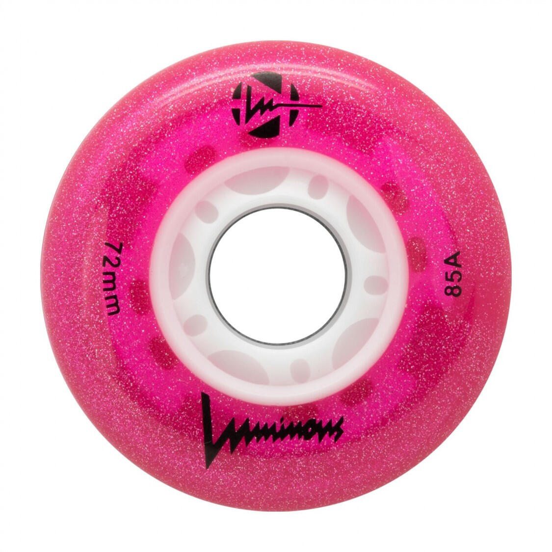 LUMINOUS LED LIGHT UP INLINE SKATE WHEELS PINK GLITTER 76 MM – SET OF 4 6/6