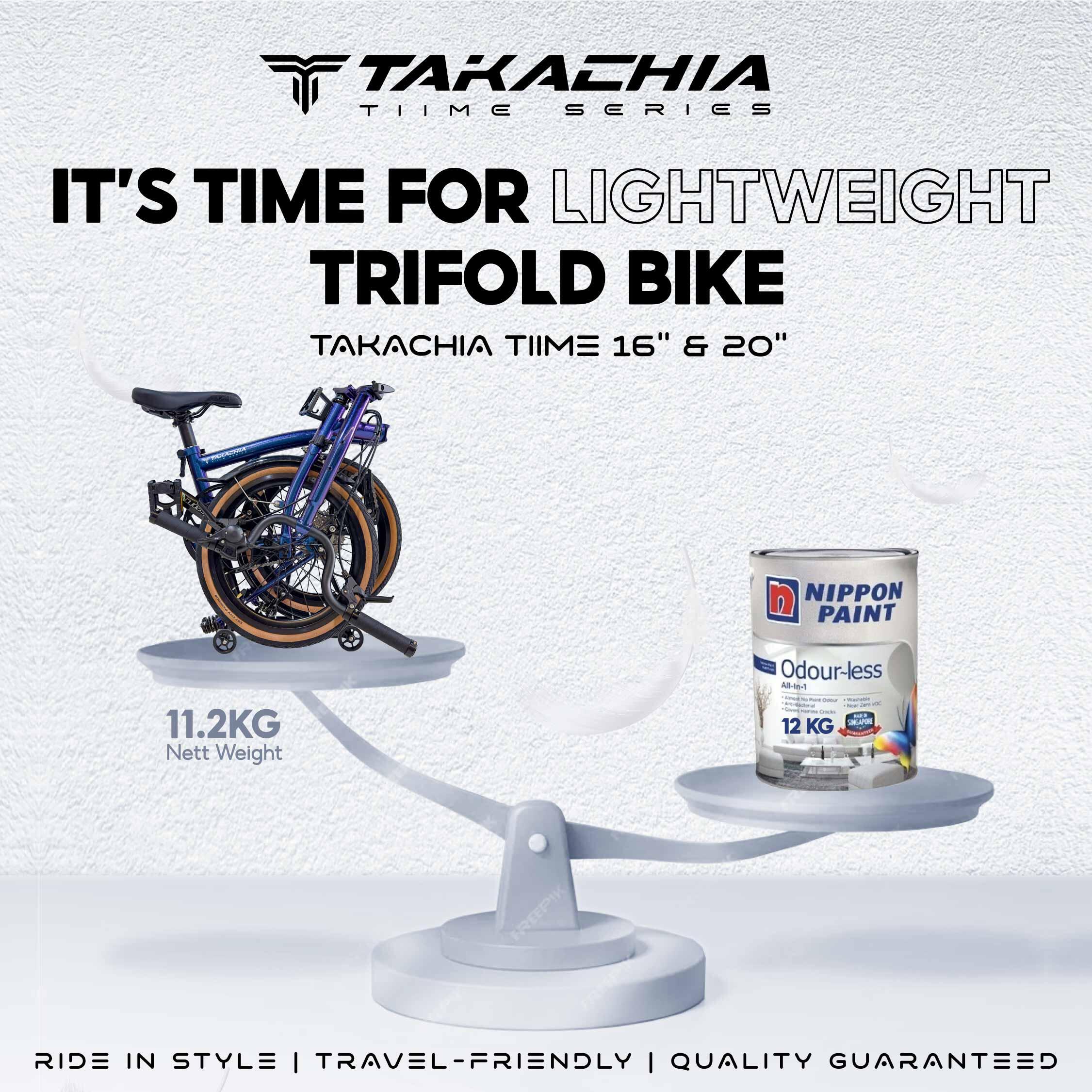 TAKACHIA TIIME SERIES C20 PRO 9-SPEED TRIFOLD BIKE [METALLIC RED