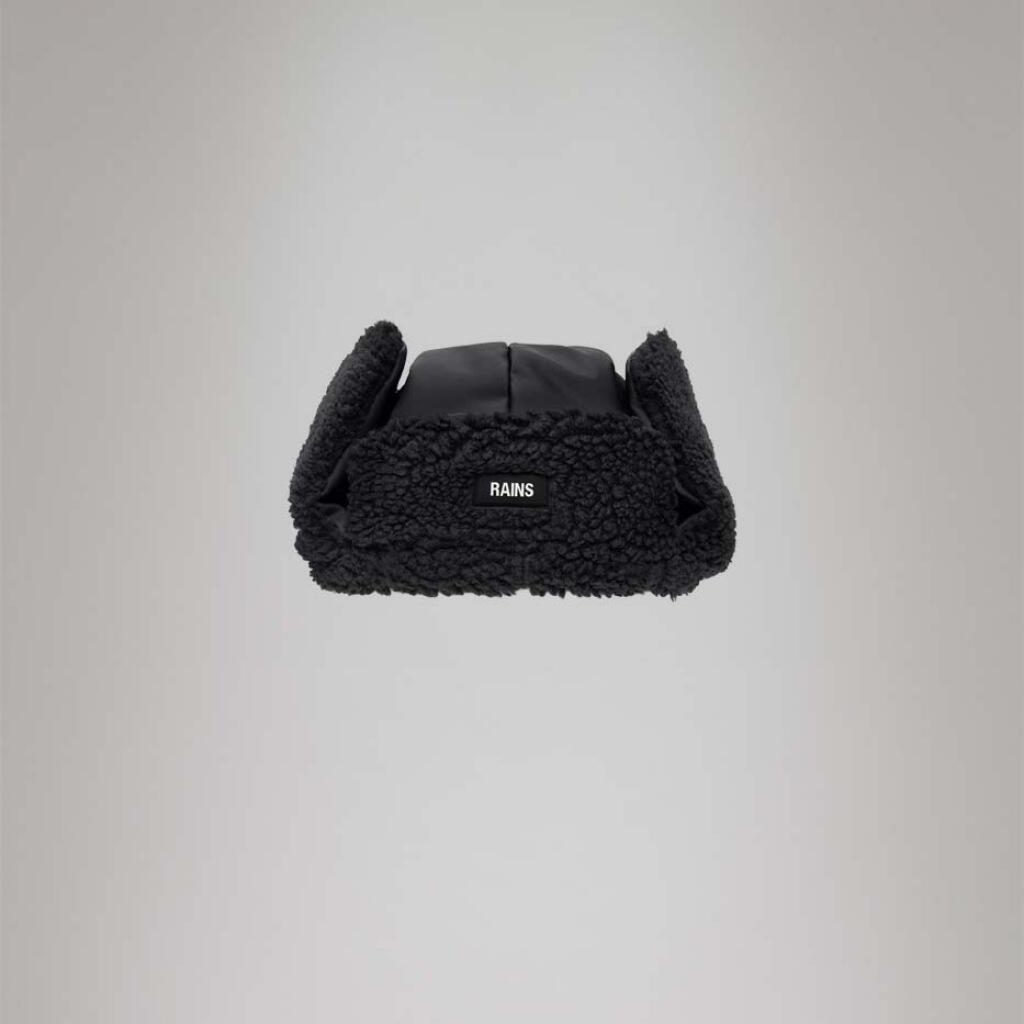 Cappello Rains Modello Fleece Trapper Hat W2t3 Colore Nero 3/5