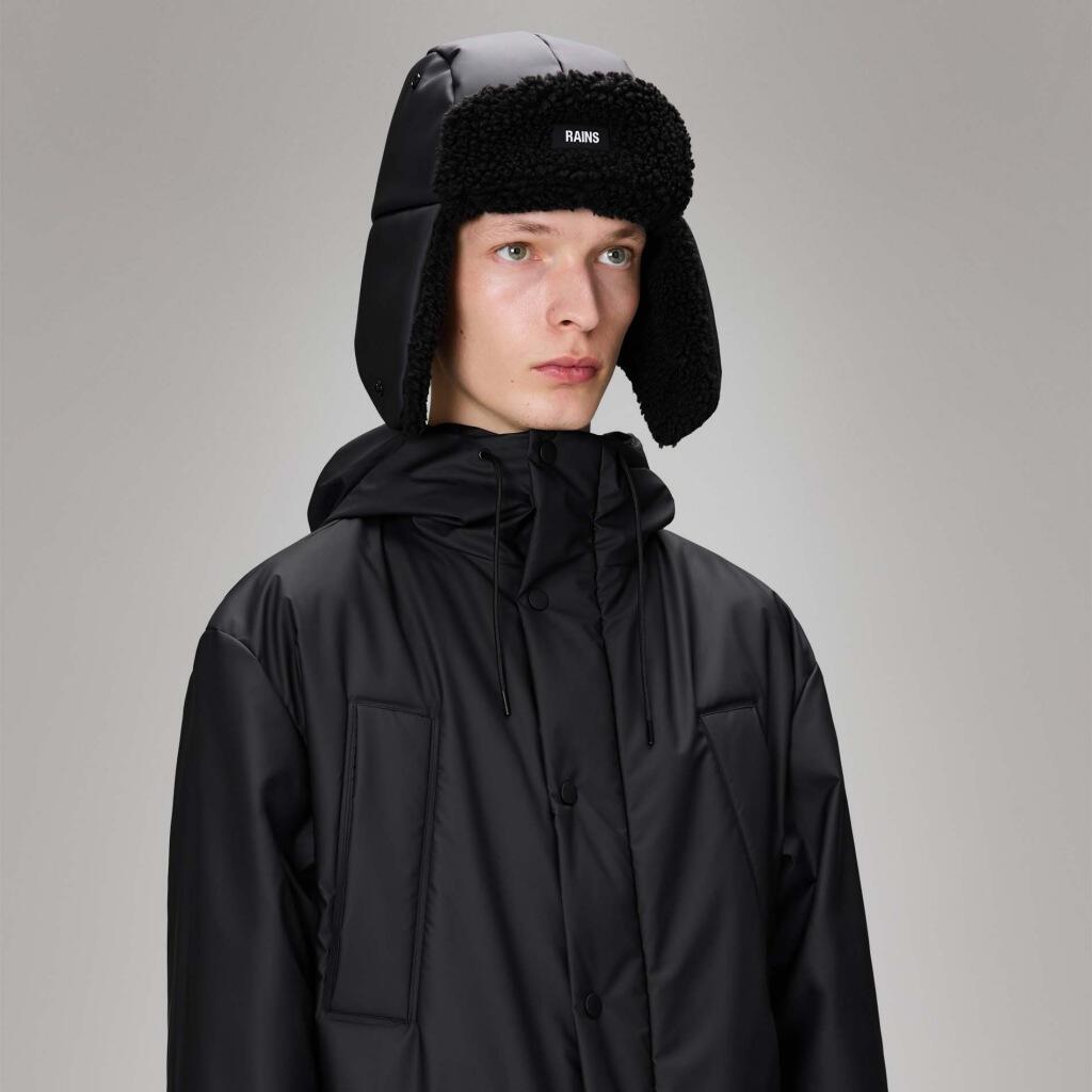 Cappello Rains Modello Fleece Trapper Hat W2t3 Colore Nero 5/5