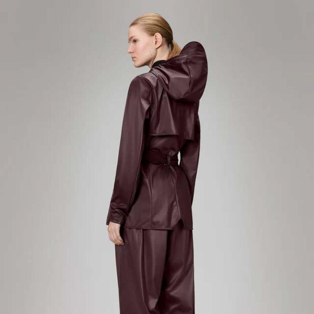 Giacca Rains Modello Curve Jacket W3 Colore Bordeaux 3/5