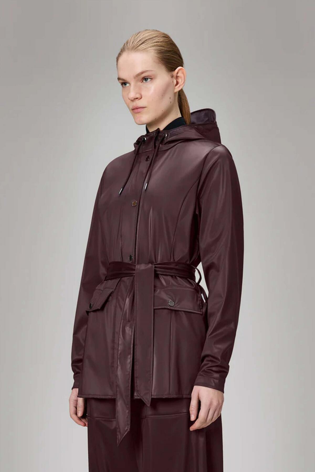Giacca Rains Modello Curve Jacket W3 Colore Bordeaux 5/5