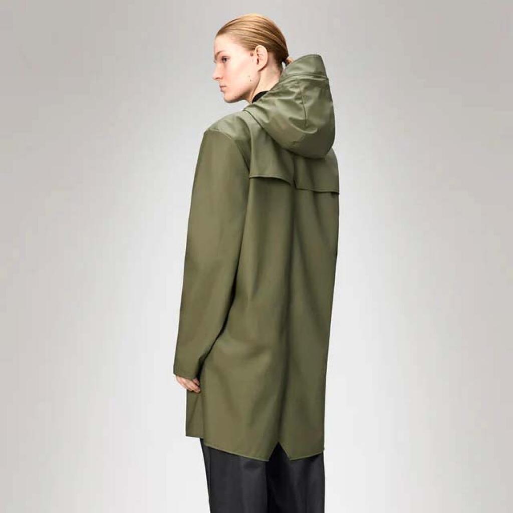 Giacca Rains Modello Long Jacket W3 Colore Verde 3/5