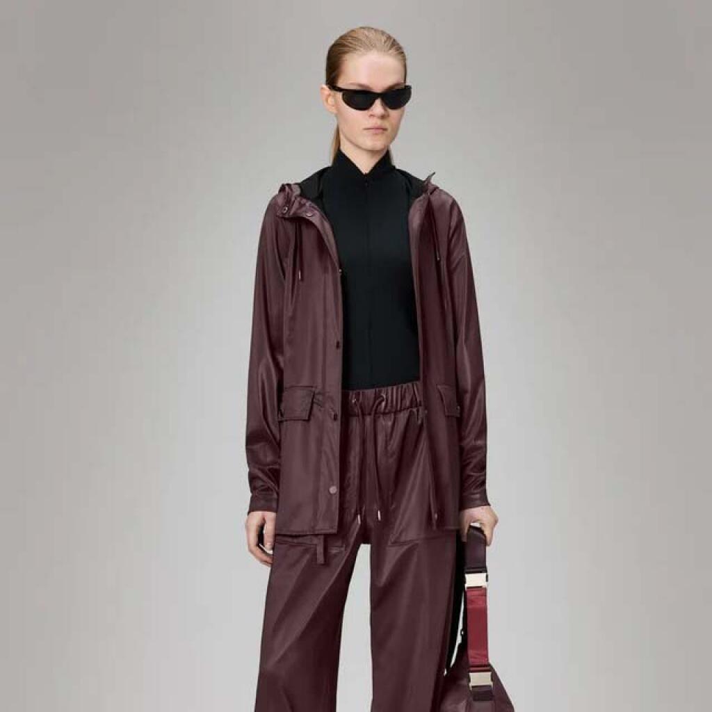 Giacca Rains Modello Curve Jacket W3 Colore Bordeaux 4/5
