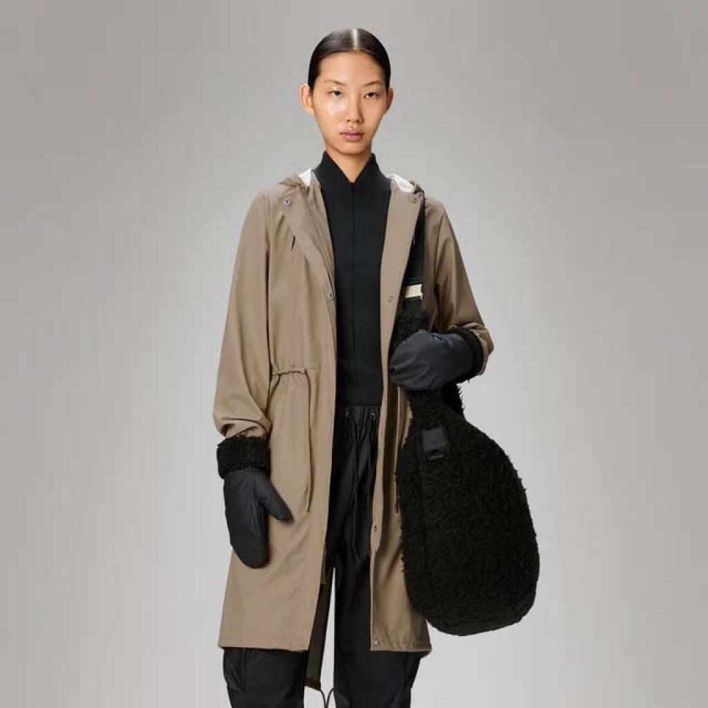 Giacca Rains Modello String W Parka W3 Colore Beige 4/5