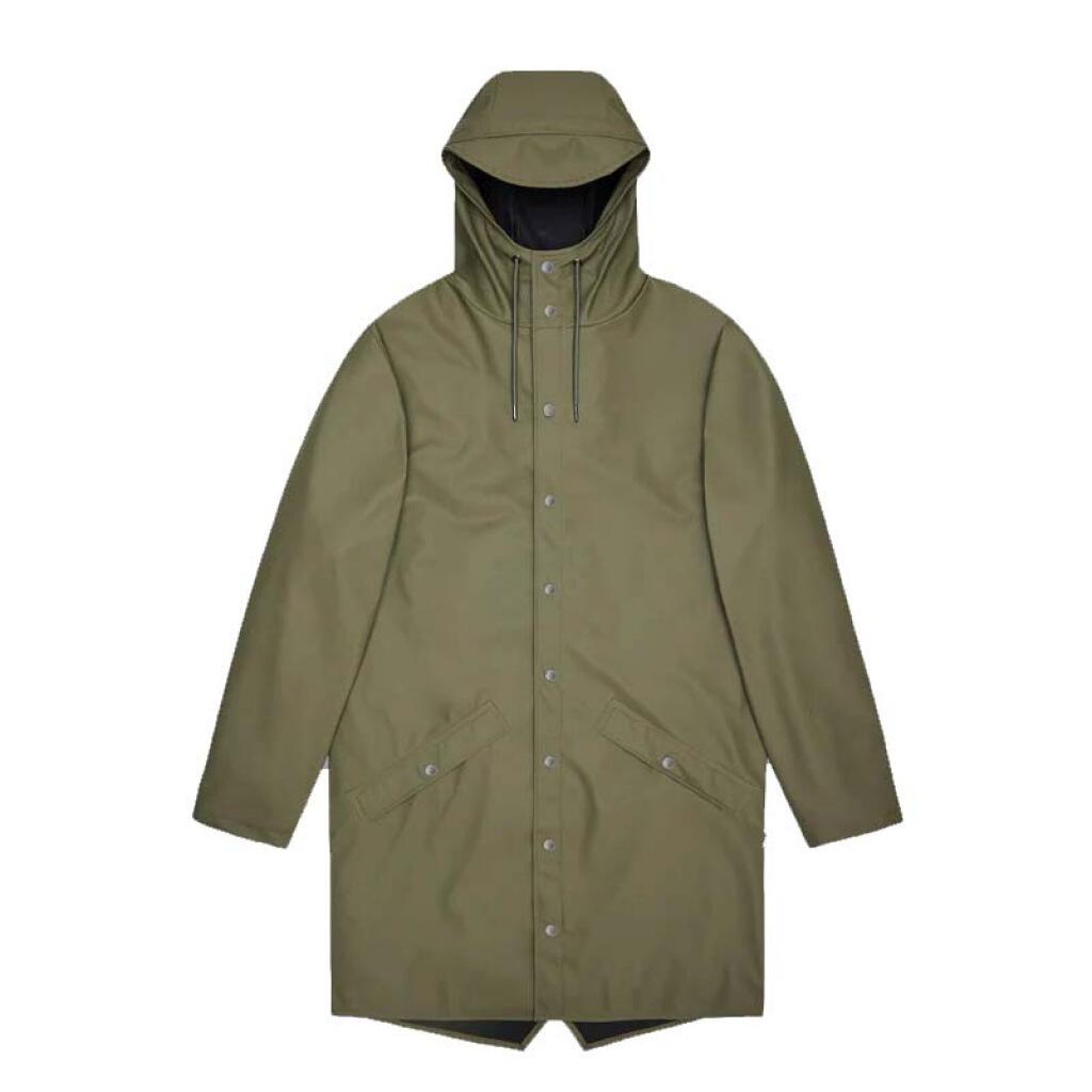 Giacca Rains Modello Long Jacket W3 Colore Verde 2/5