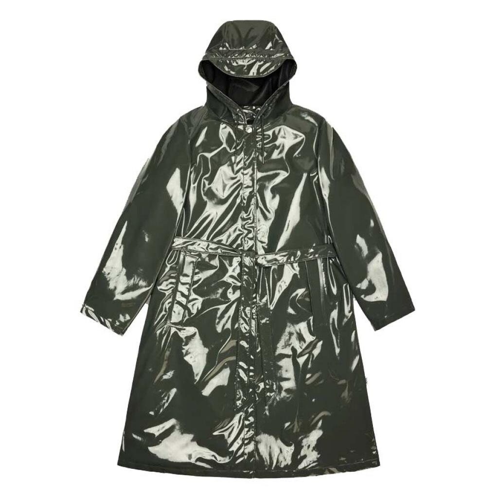 Giacca Rains Modello A Line Longer W Jacket W3 Colore Verde 2/5
