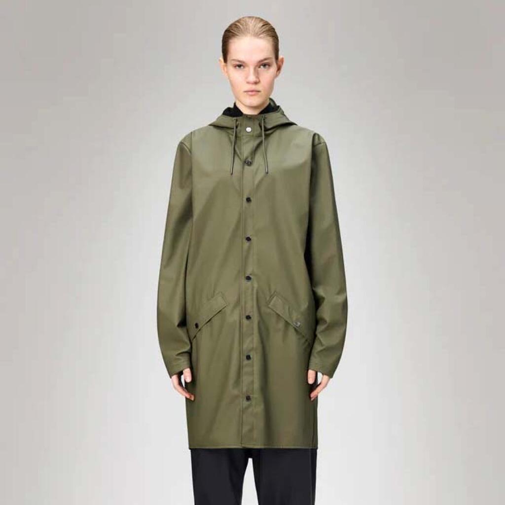 Giacca Rains Modello Long Jacket W3 Colore Verde 4/5