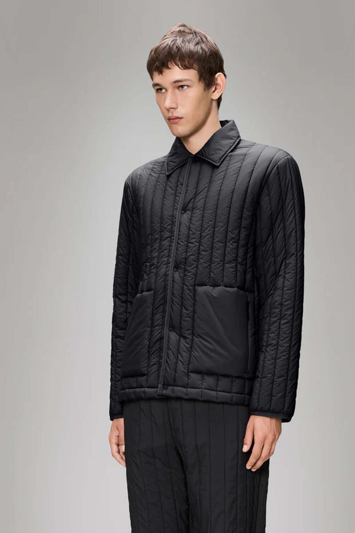 Giacca Rains Modello Banja Liner Overshirt T1 Colore Nero 5/5