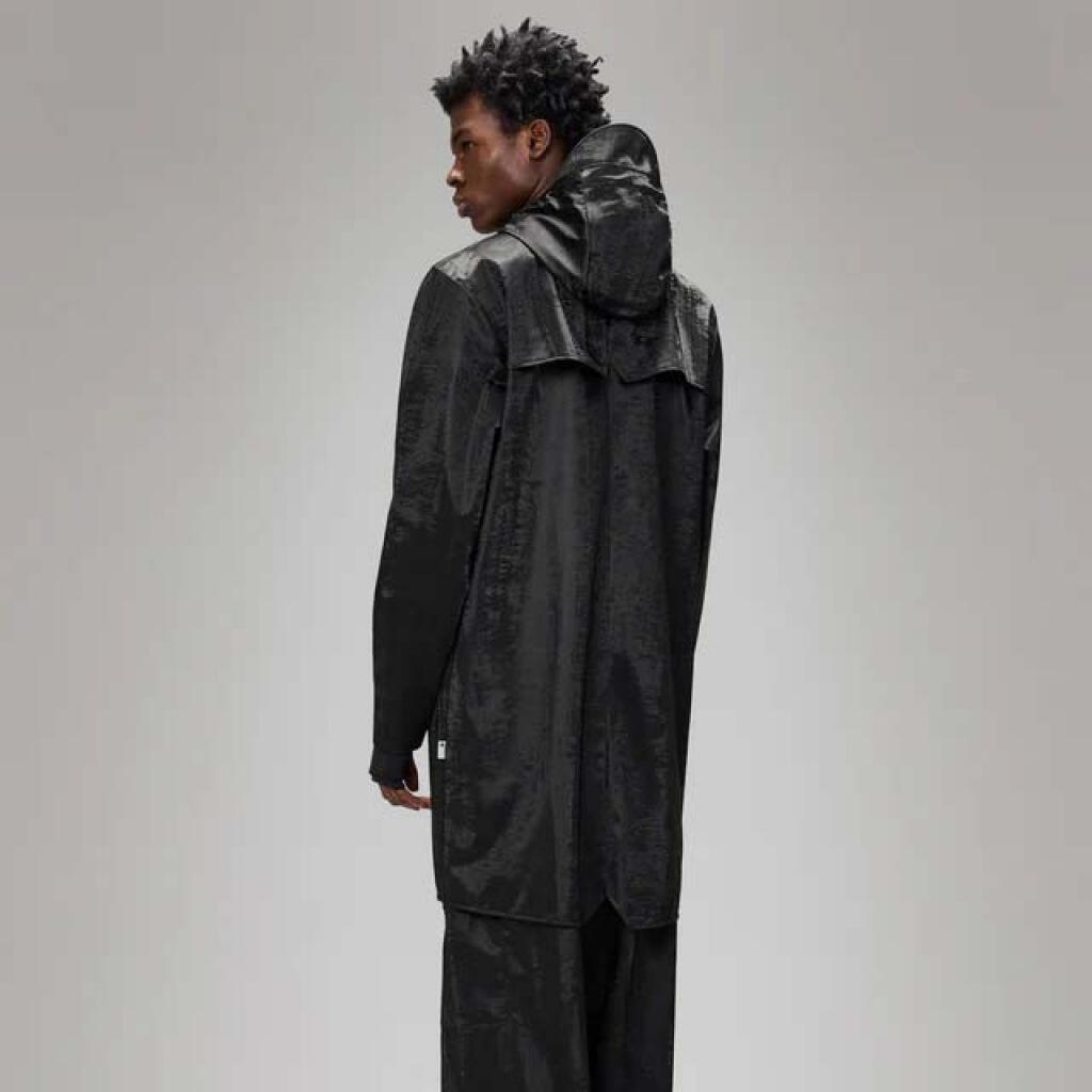 Giacca Rains Modello Long Jacket W3 Colore Nero 3/5