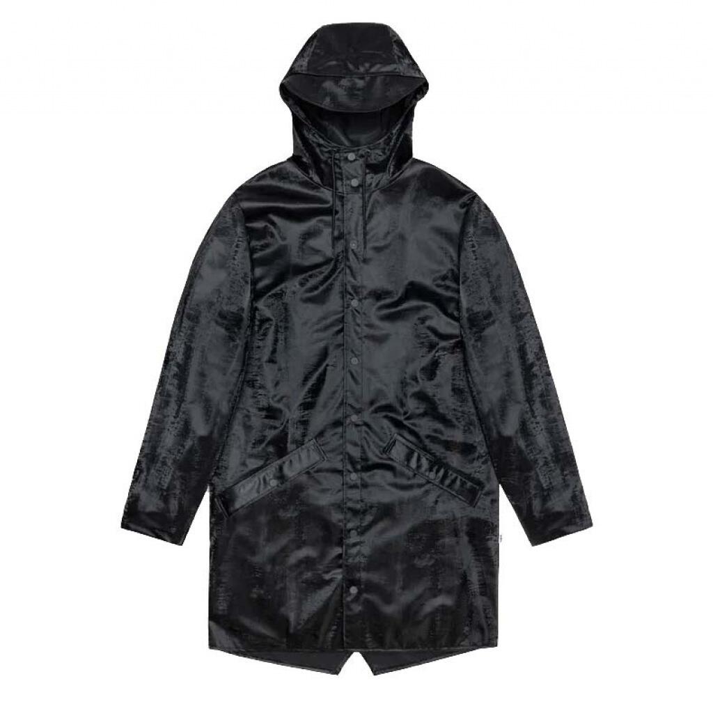 Giacca Rains Modello Long Jacket W3 Colore Nero 2/5