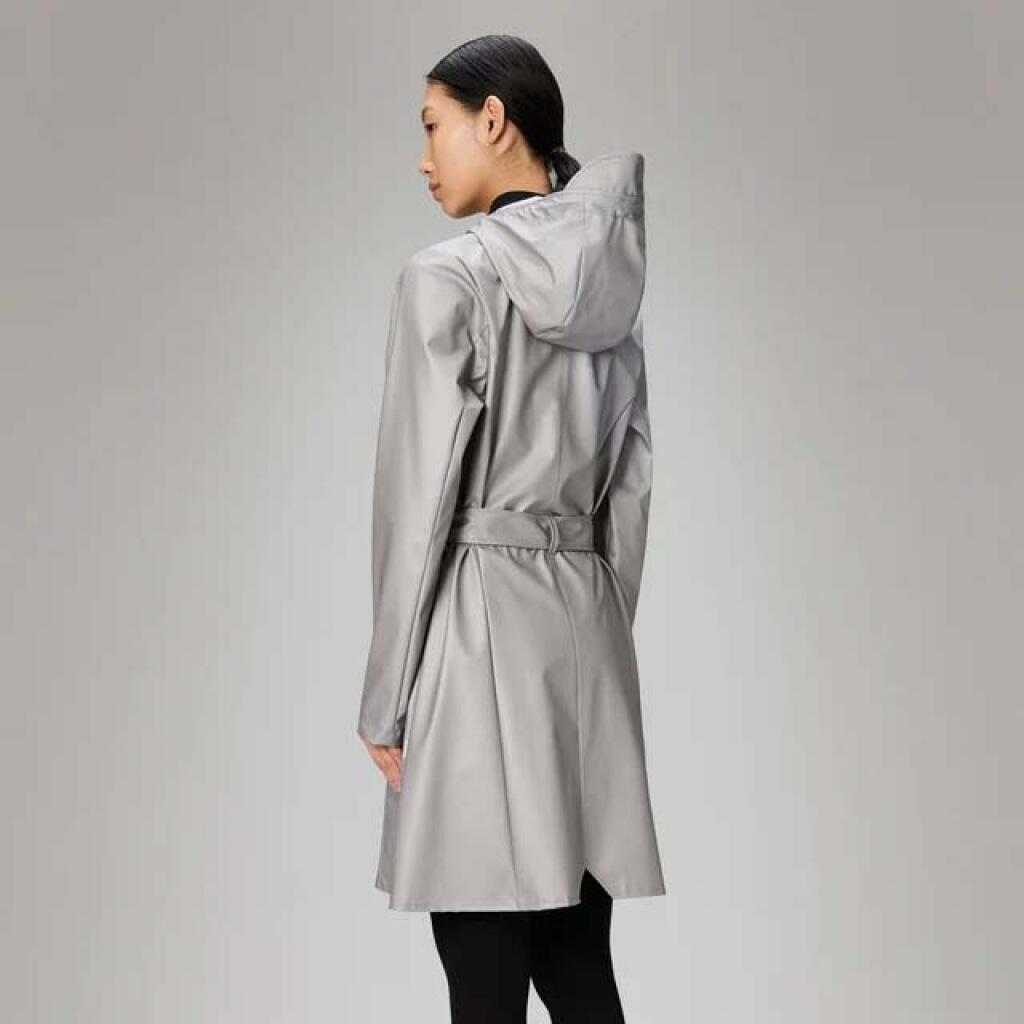 Giacca Rains Modello Curve Long Jacket W3 Colore Grigio 3/5