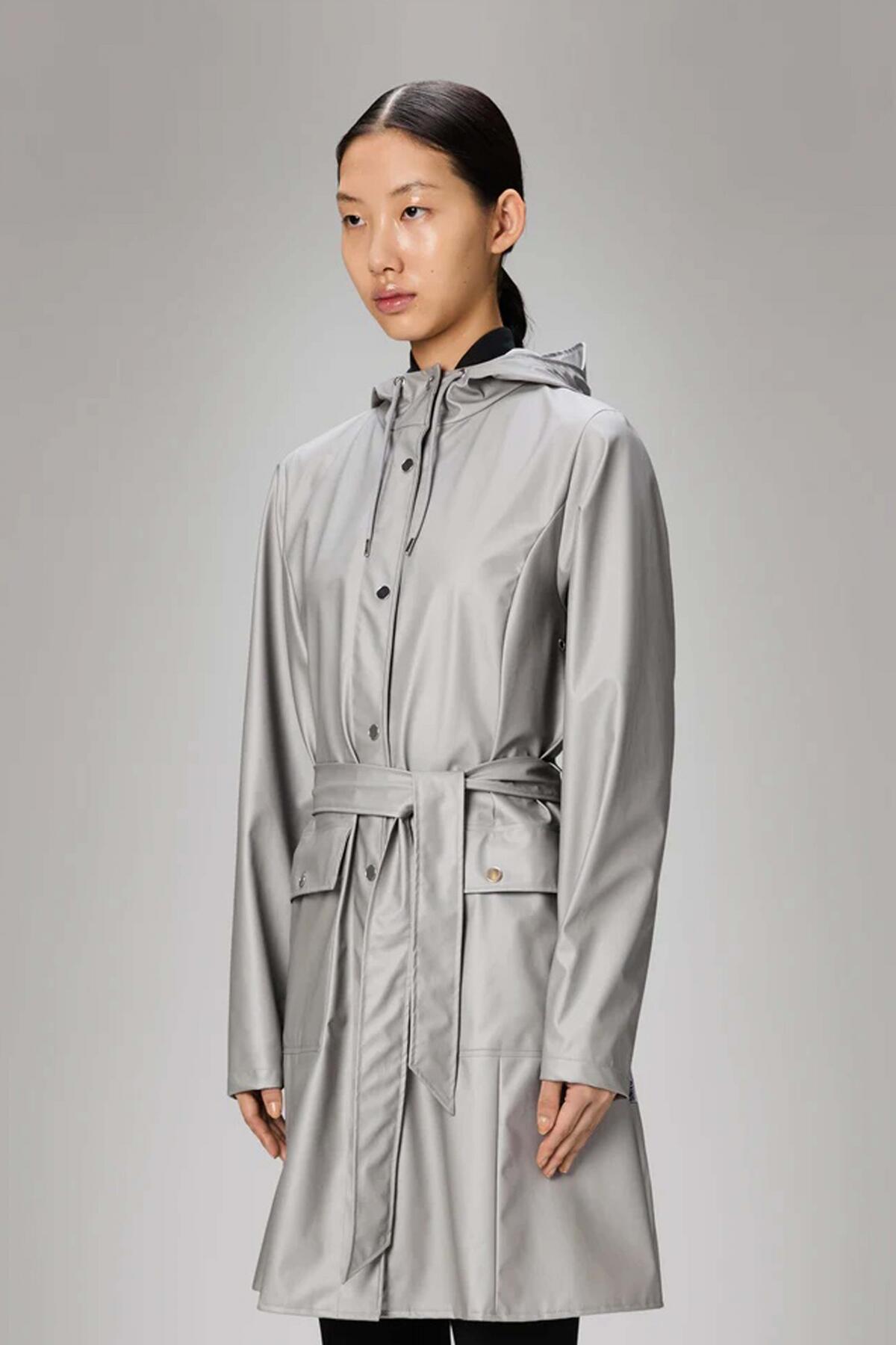 Giacca Rains Modello Curve Long Jacket W3 Colore Grigio 5/5