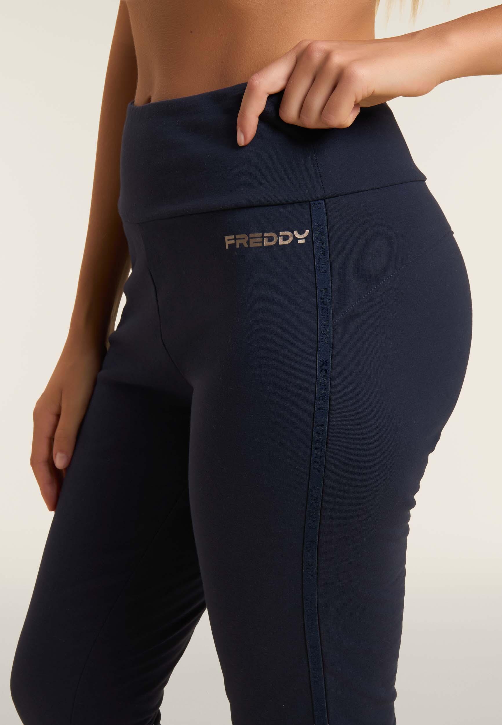 Leggings con bande logate e vita alta 4/4