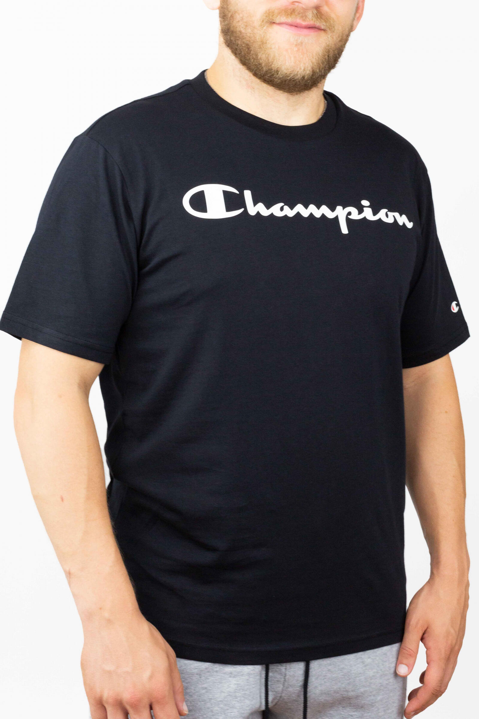 Champion Camiseta Champion Crew Neck Big Logo Negro 3/4