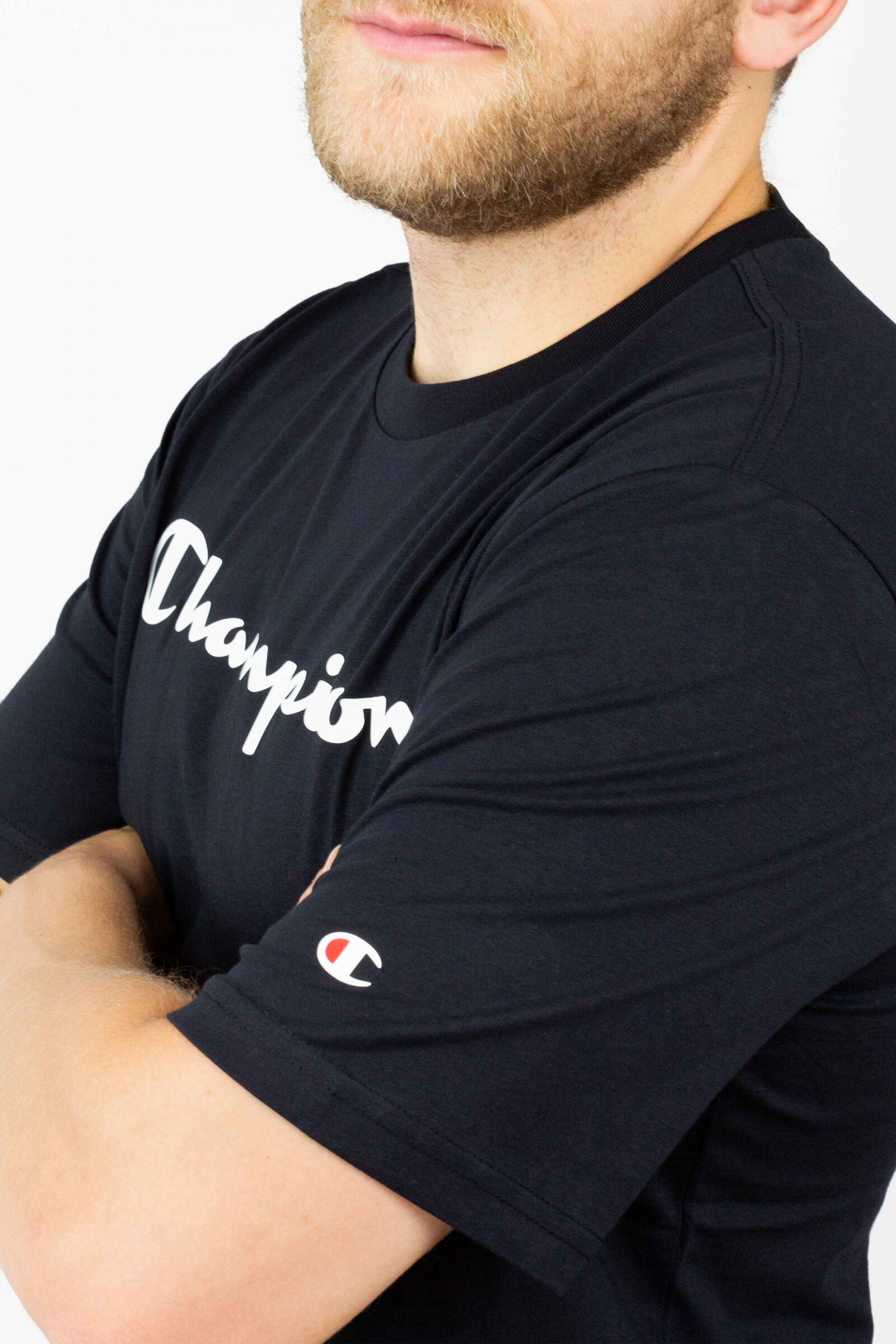 Champion Camiseta Champion Crew Neck Big Logo Negro 4/4