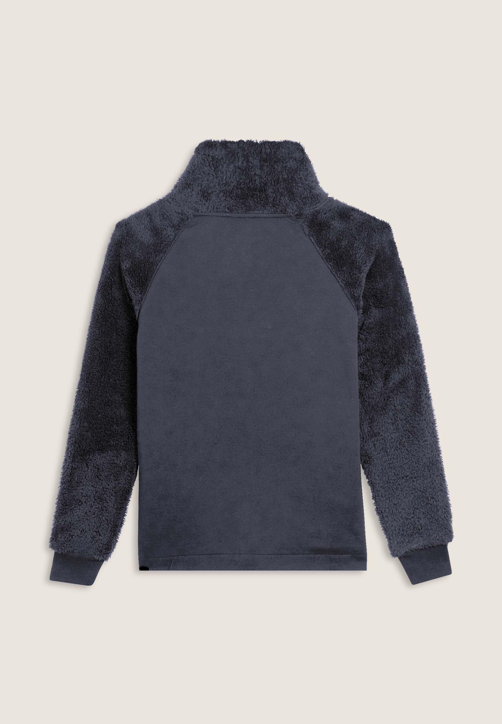 Felpa con zip e collo alto, maniche e collo in pile sherpa 2/3