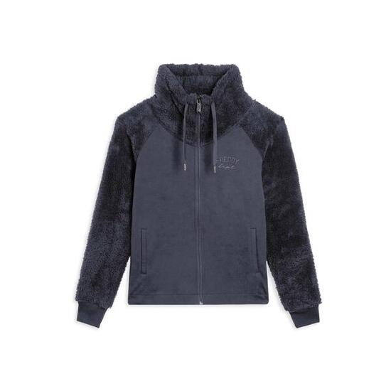 Sweat-shirt zippé avec col montant, manches et col en tissu Sherpa