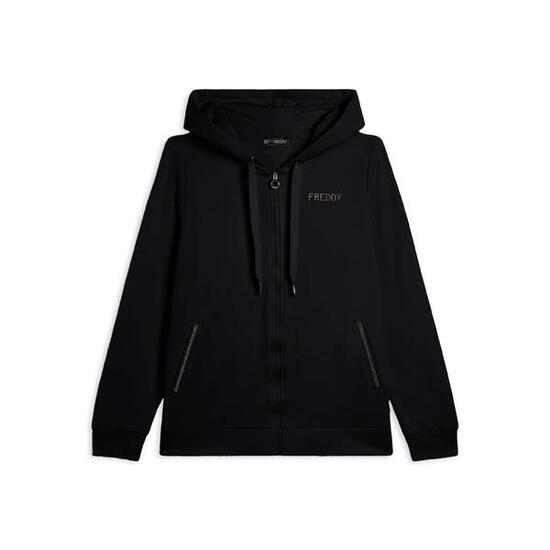 Sweat-shirt de sport zippé à capuche pour femmes, avec paillettes bicolores