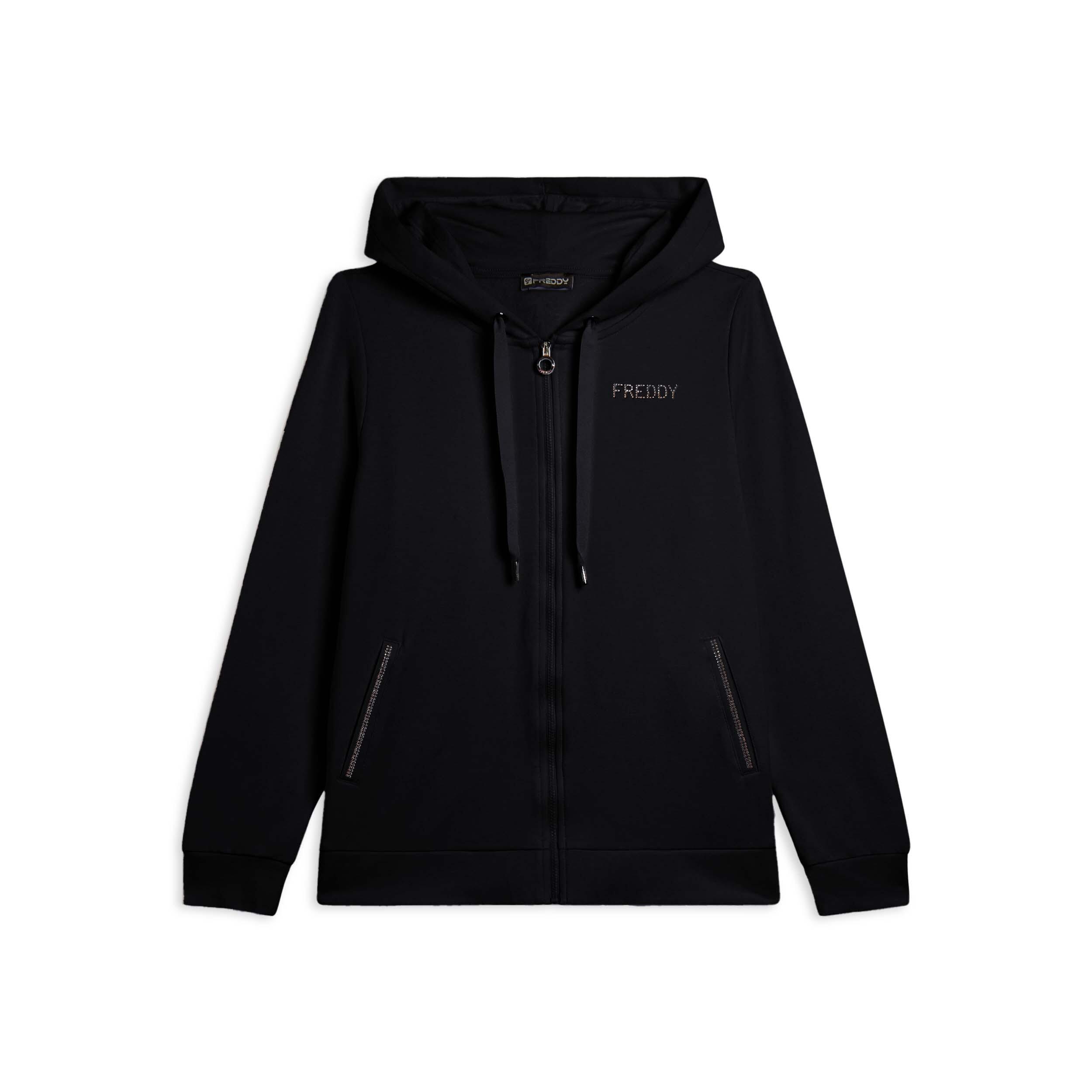 Freddy - Sweat-shirt De Sport Zippé À Capuche Pour Femmes, Avec Paillettes Bicolores - Sweat Zippé - Noir - Decathlon