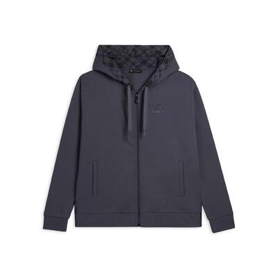 Felpa con cappuccio foderato fantasia e zip frontale