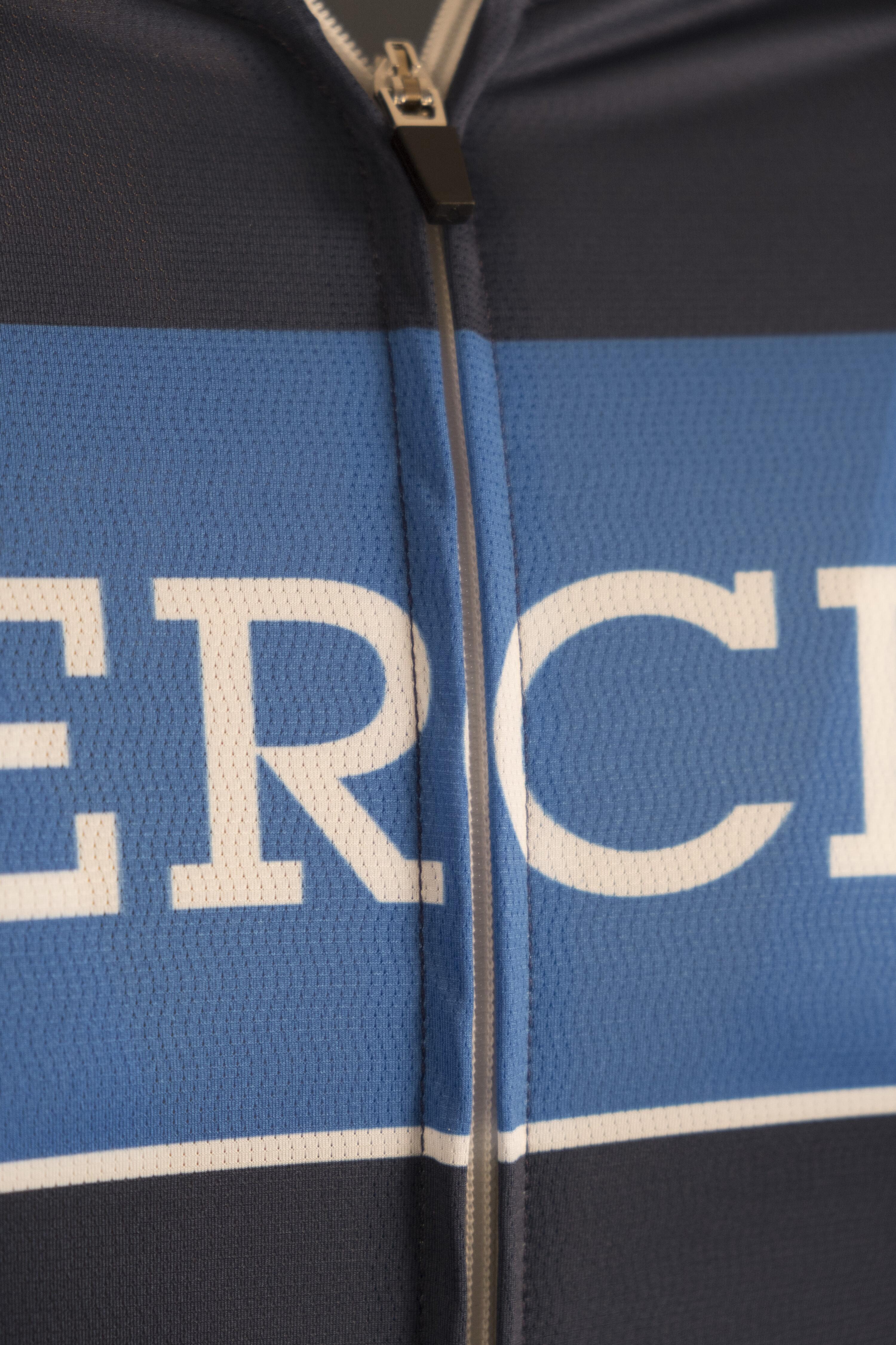 Maglia ciclismo Esercito a maniche corte con zip blu uomo 3/3