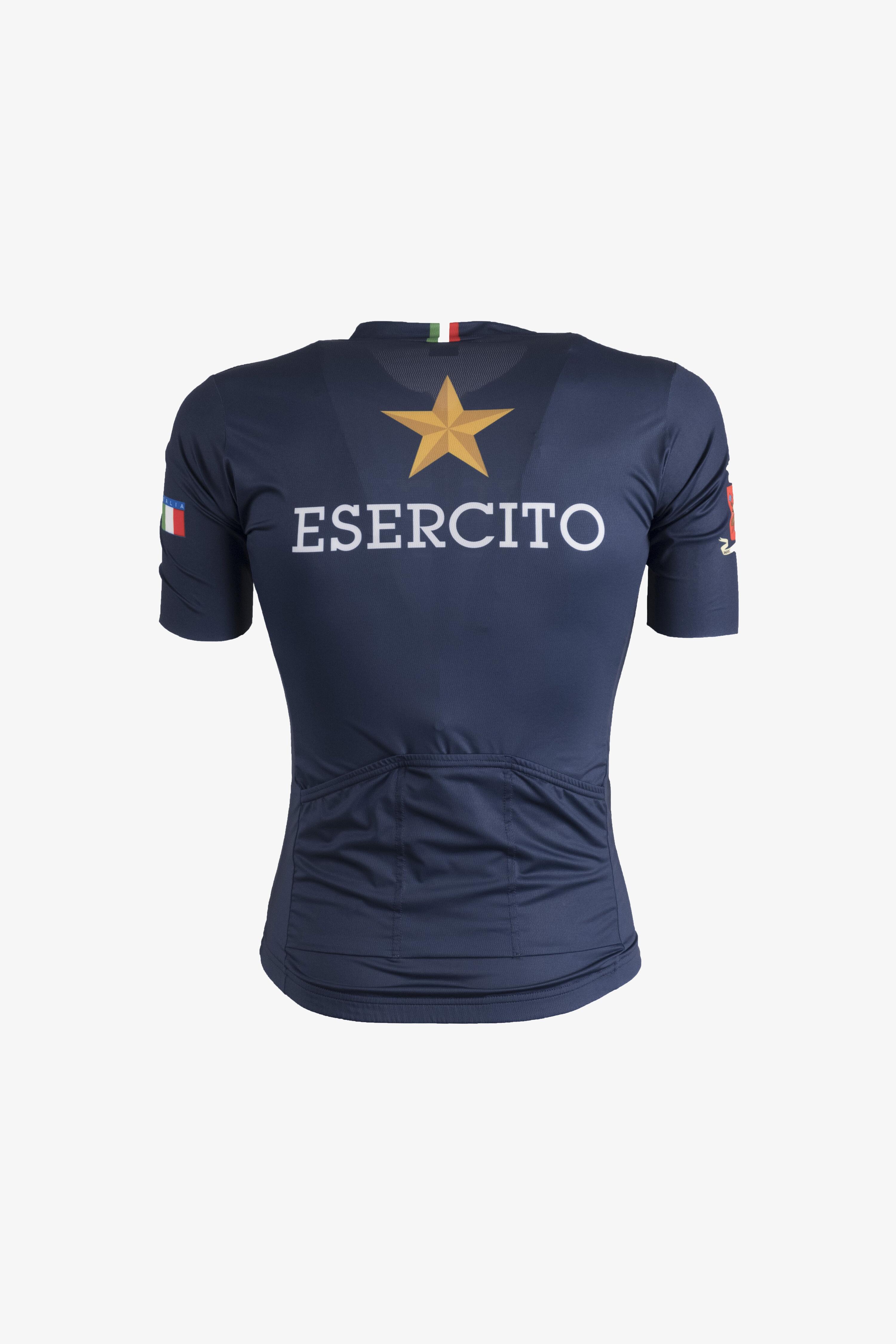 Maglia ciclismo Esercito a maniche corte con zip blu uomo 2/3