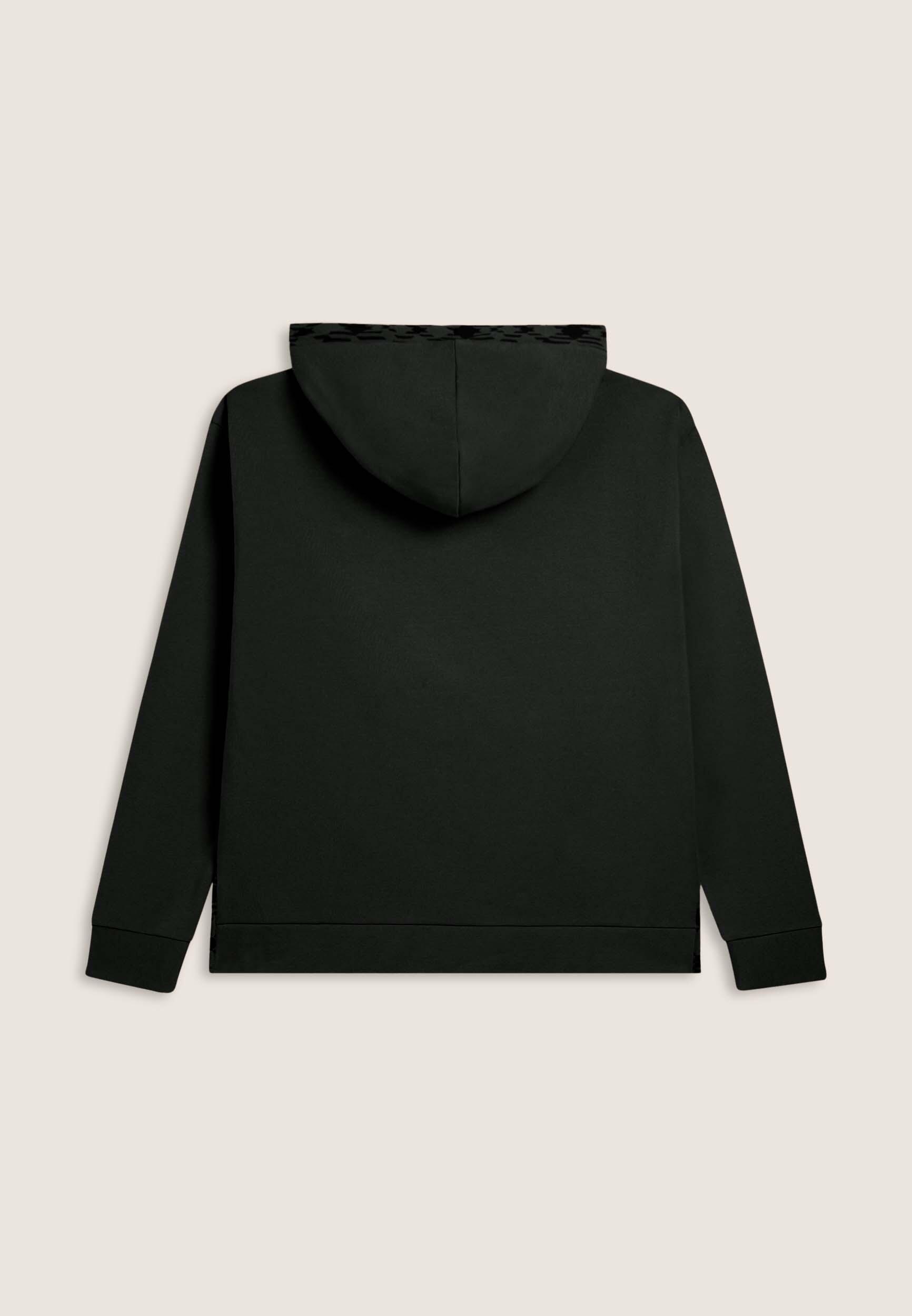 Felpa con cappuccio foderato fantasia e zip frontale 2/3