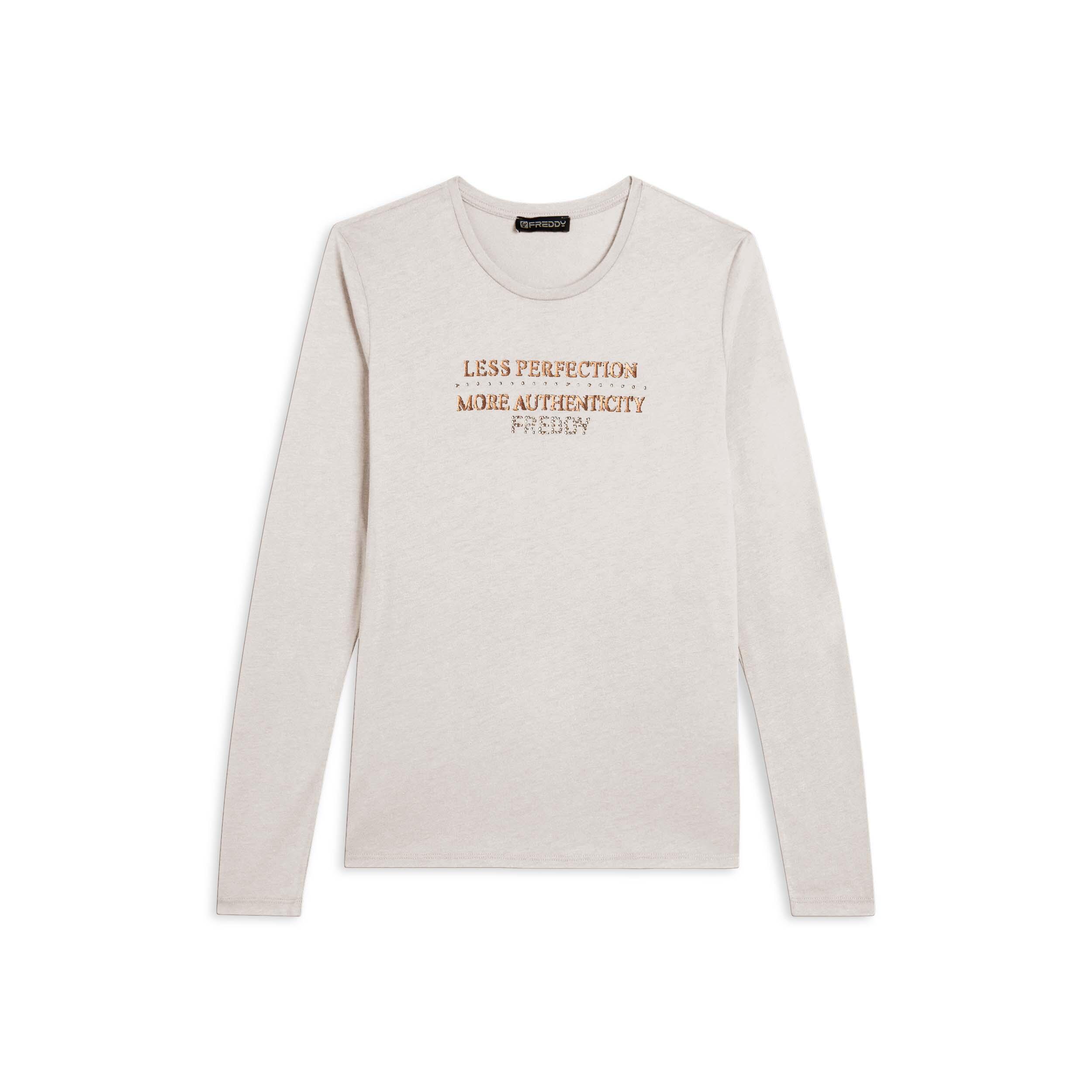 Freddy - T-shirt À Manches Longues Pour Femmes Avec Des Graphiques Métalliques - T-shirt Manches Courtes - Blanc - Decathlon