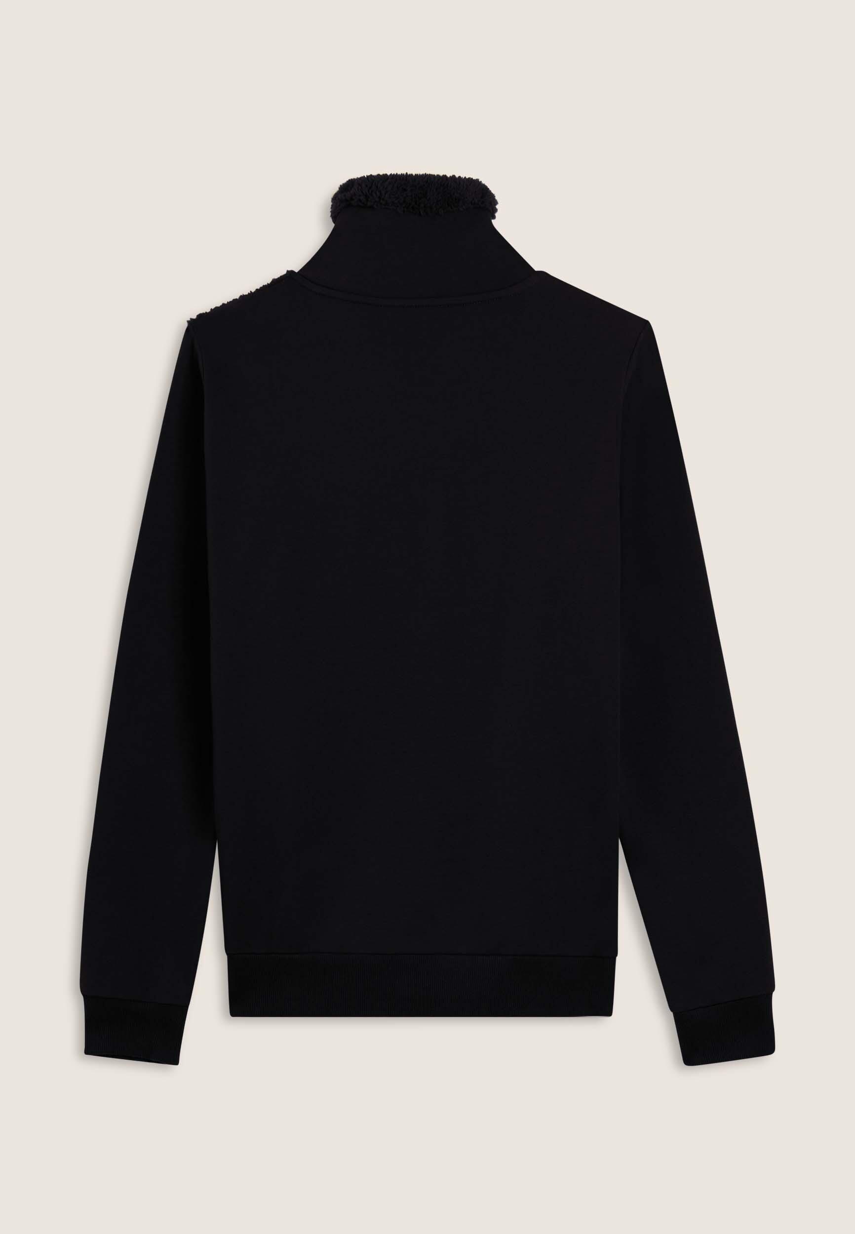 Felpa con zip, collo e fronte in sherpa, logo borchie 2/3