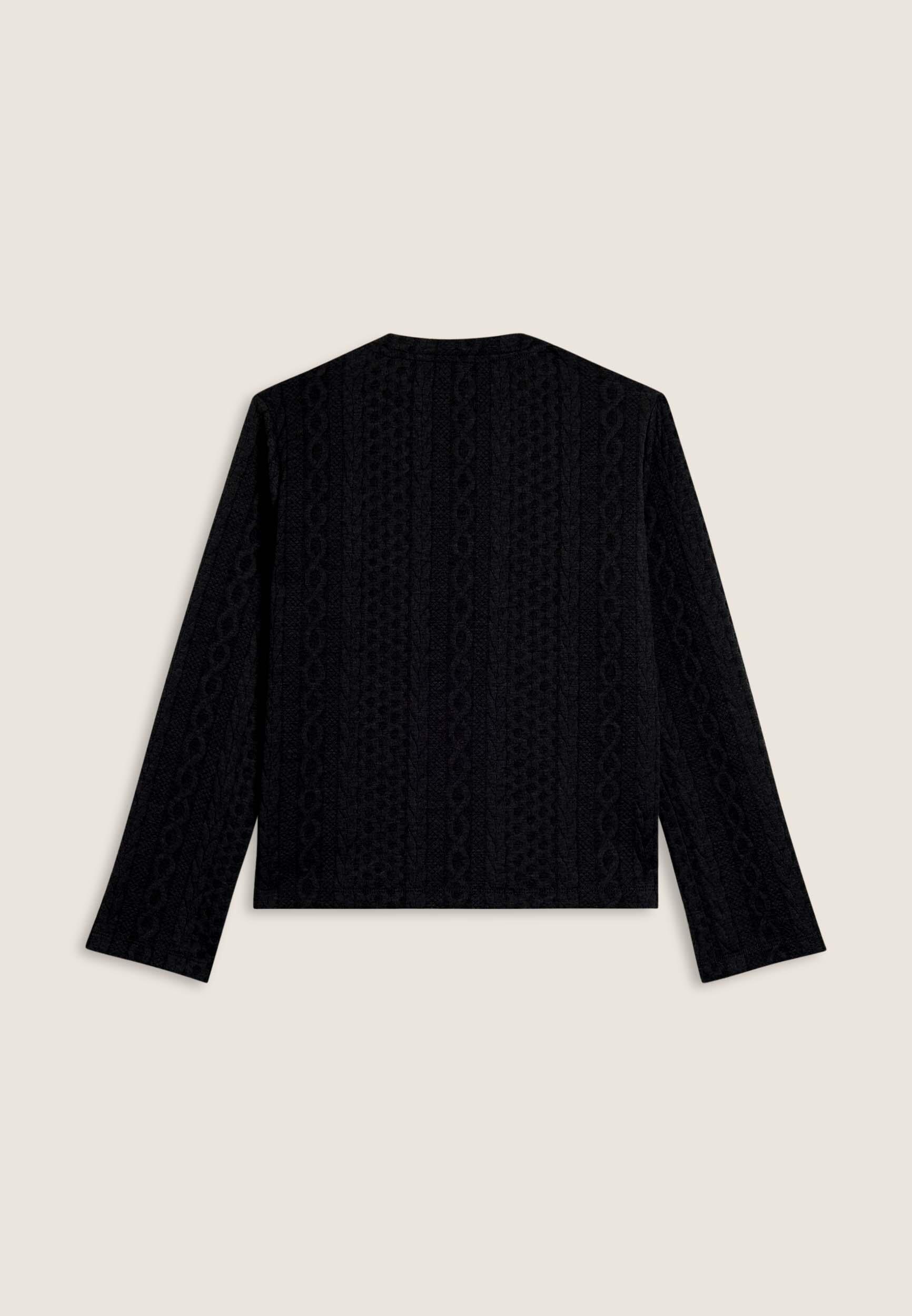 Sweat-shirt à col rond en tissu technique double orné de tresses 2/3