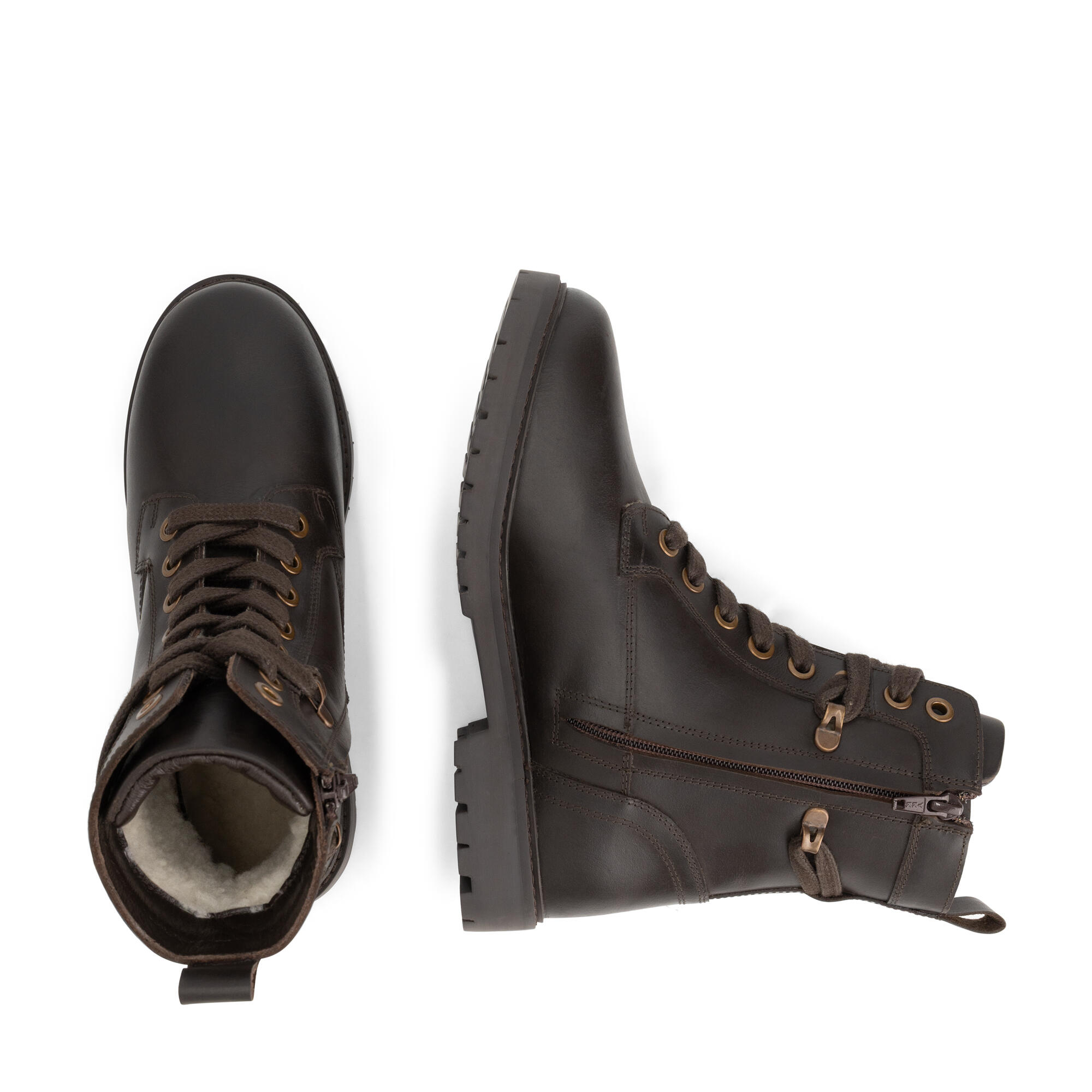 Kafjord Femmes - Bottines à lacets - Doublées de laine - Marron foncé 4/5