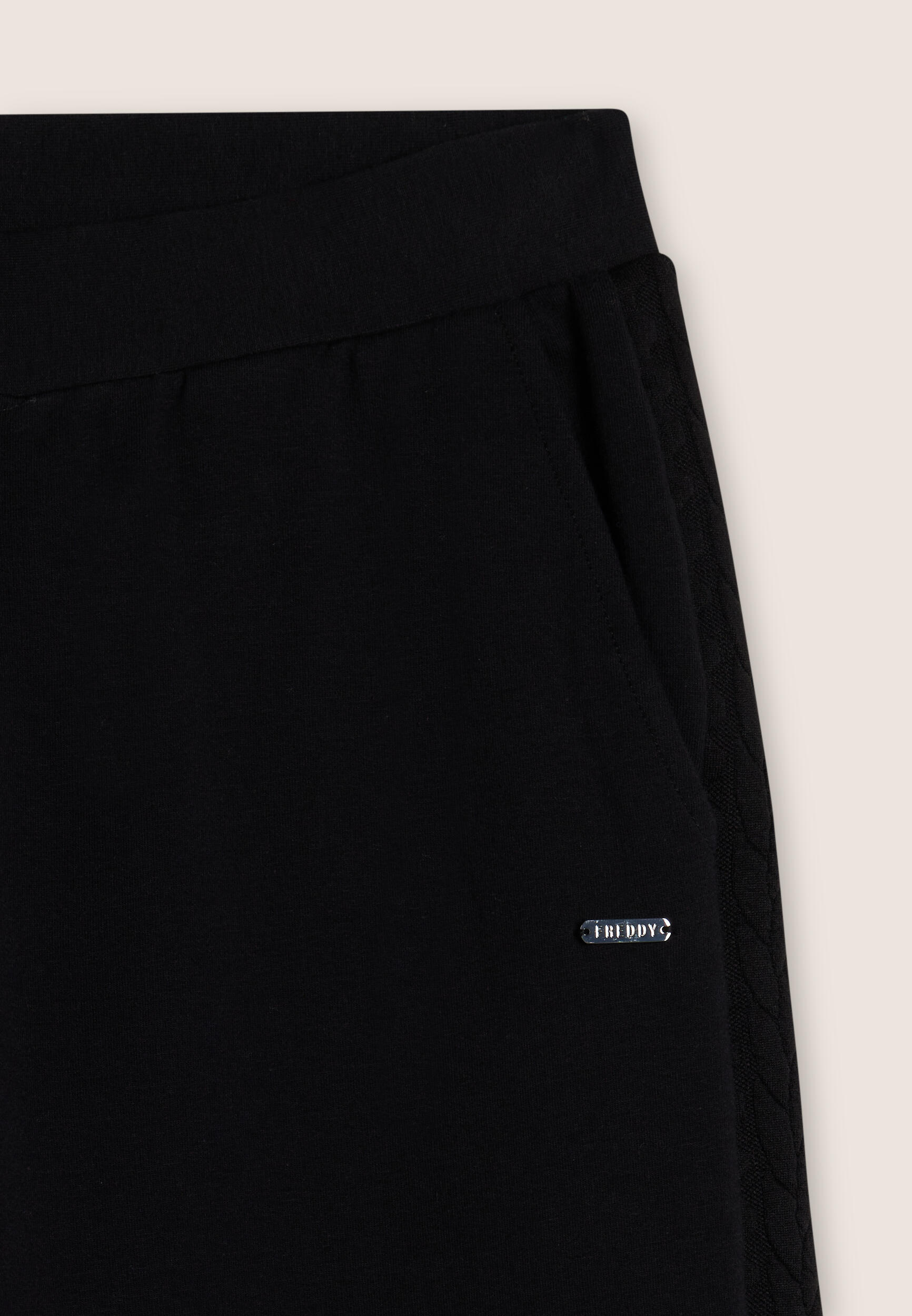 Pantalon à jambe large en molleton brossé et pièces décoratives en tresses 3/3