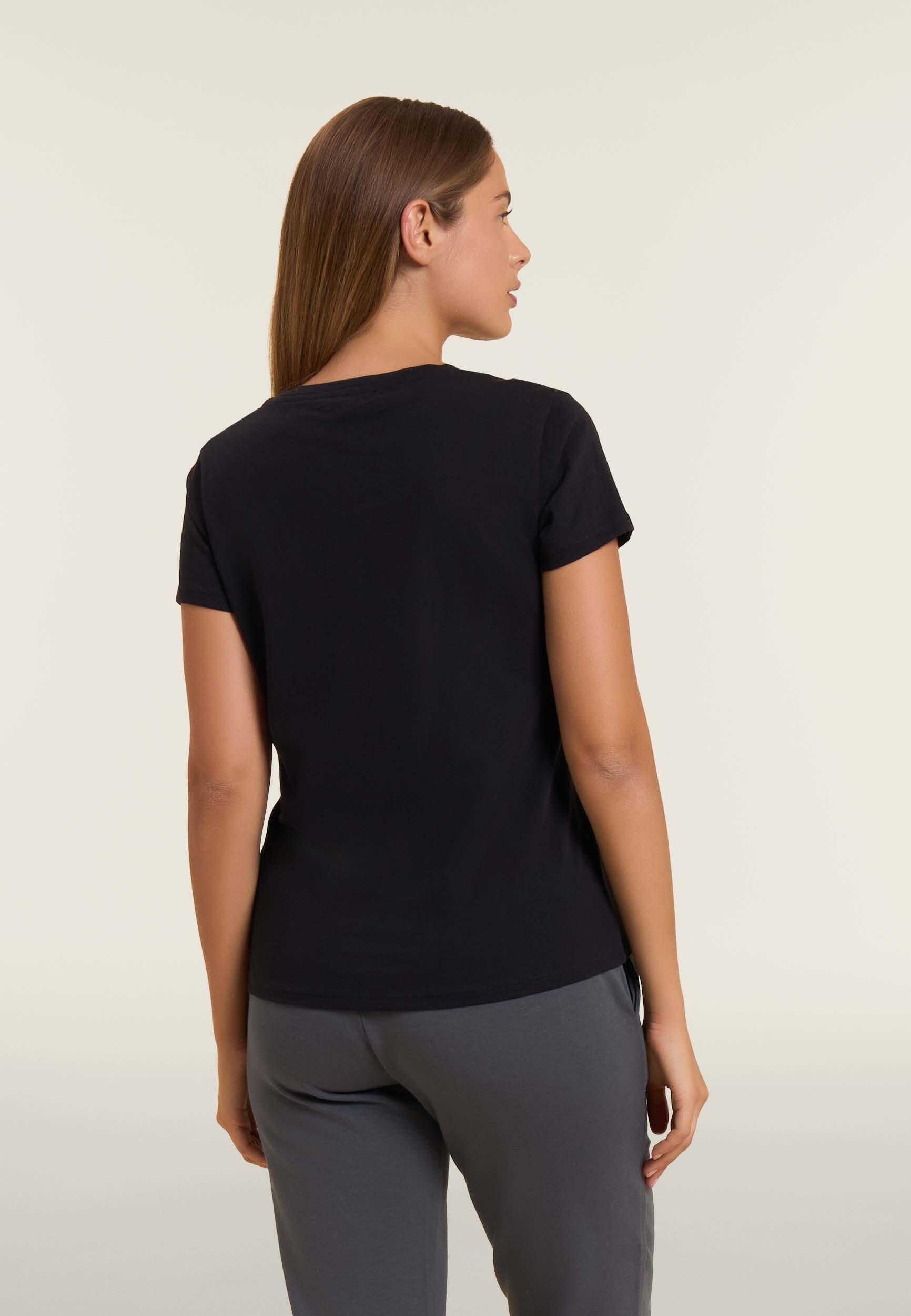 T-shirt in cotone Supima con logo in paillettes bicolore 3/4
