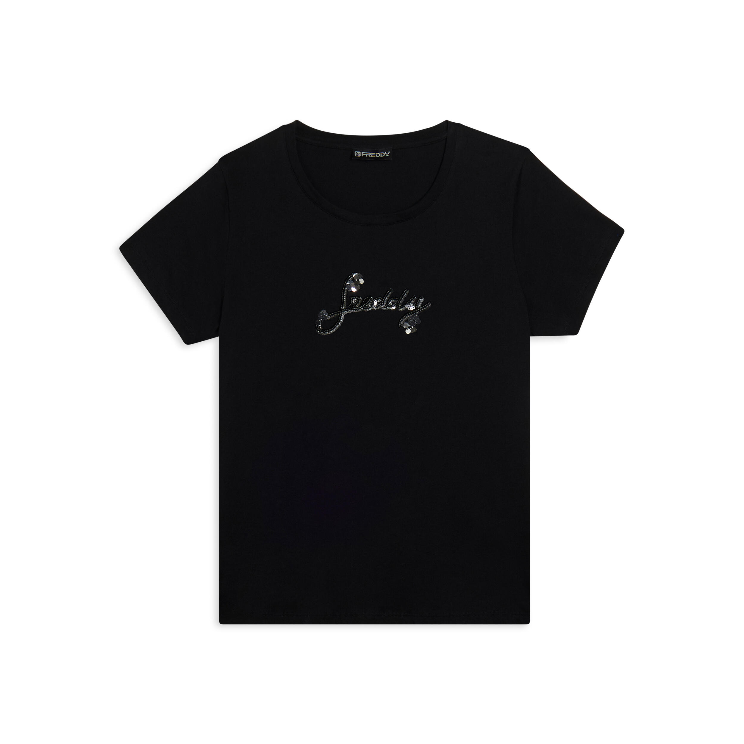 Freddy - T-shirt En Coton Supima Avec Logo En Paillettes Bicolores - T-shirt Manches Courtes - Noir - Decathlon