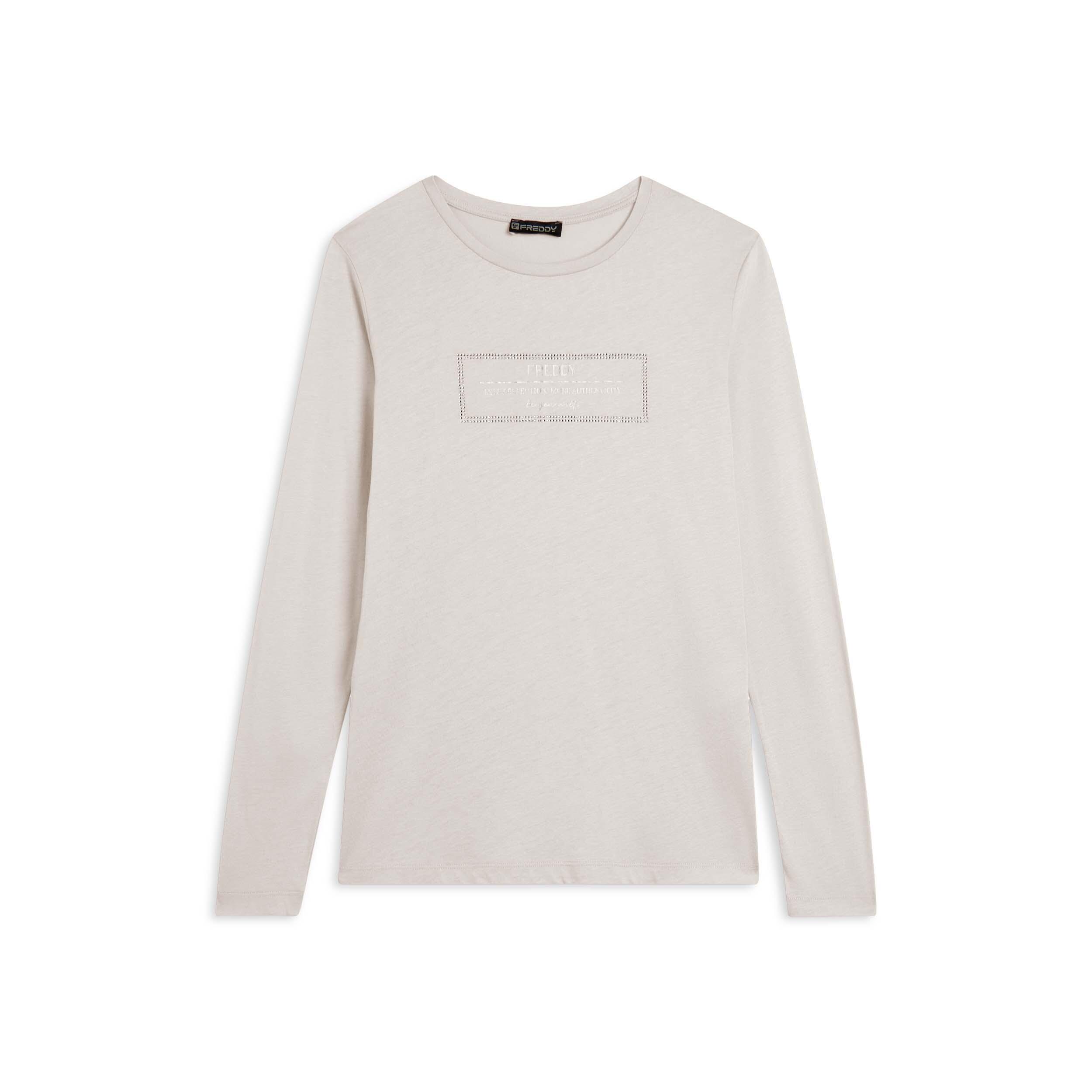Freddy - T-shirt Long Pour Femmes Avec Des Fentes Et Des Graphiques Brillants - T-shirt Manches Courtes - Blanc - Decathlon