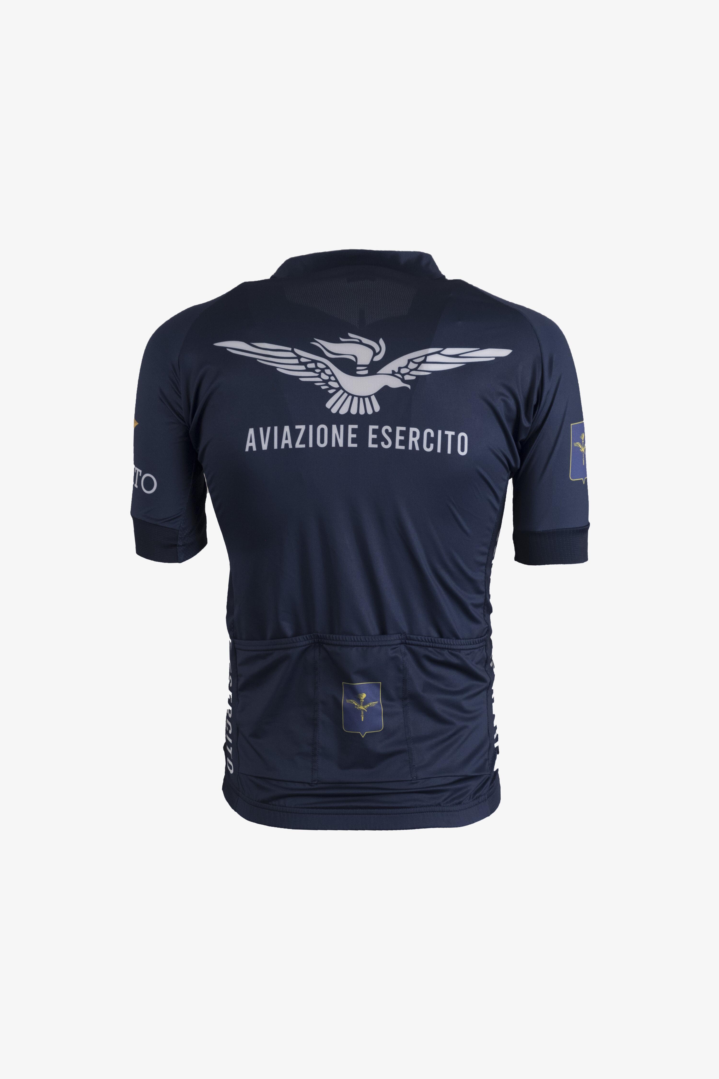 Maglia ciclismo Esercito a maniche corte con zip blu uomo 2/3