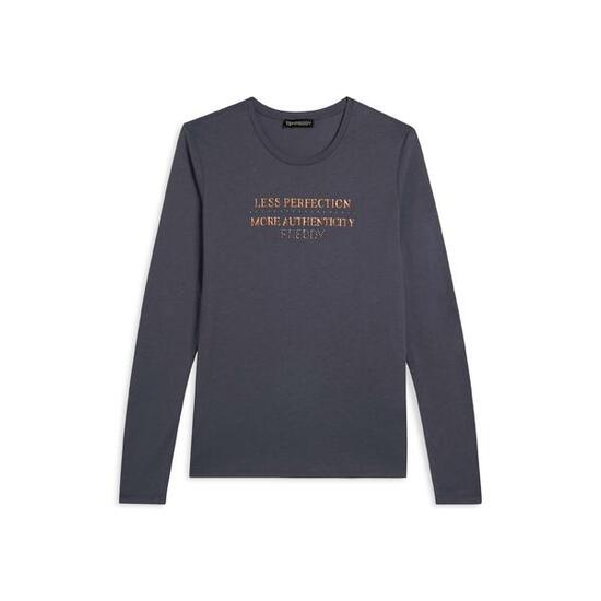 T-shirt à manches longues pour femmes avec des graphiques métalliques