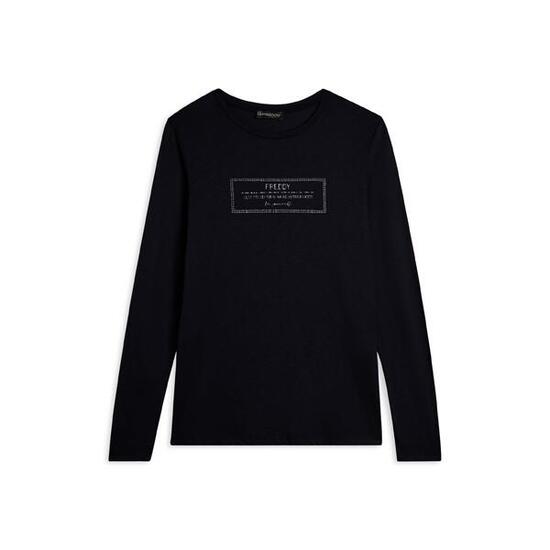 T-shirt long pour femmes avec des fentes et des graphiques brillants