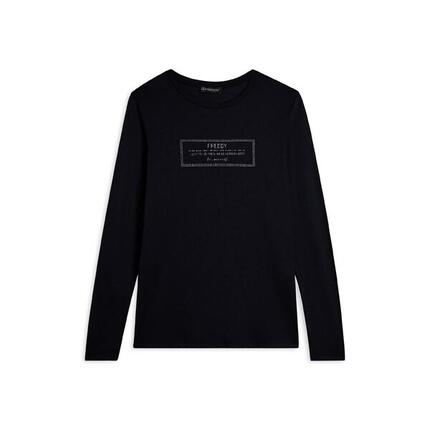 T-shirt long pour femmes avec des fentes et des graphiques brillants