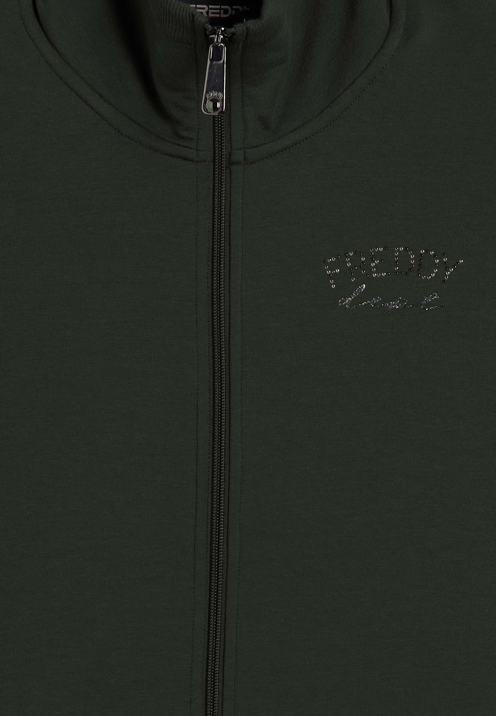 Sweat-shirt entièrement zippé avec col montant et pièces décoratives géométrique 3/3